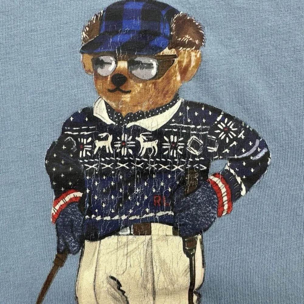 Polo Ralph Lauren Polo Bear Ski T Shirt Mens M Blue Classic Fit Graphic Tee